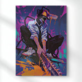 Chainsaw Man Neon Style Metal Poster | Aesthetic Pop Art Wall Decor & Painting