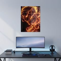 Eren Fire Titan Mode Metal Poster | Aesthetic Pop Art Wall Decor & Painting