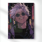 Gojo Smiling Look Metal Poster | Aesthetic Pop Art Wall Decor & Painting