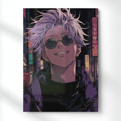 Gojo Smiling Look Metal Poster | Aesthetic Pop Art Wall Decor & Painting