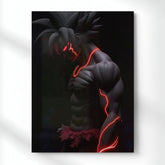 Goku Dark Mode Metal Poster | Aesthetic Pop Art Wall Decor & Painting