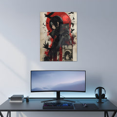 Itachi Red Moon Metal Poster | Aesthetic Pop Art Wall Decor & Painting