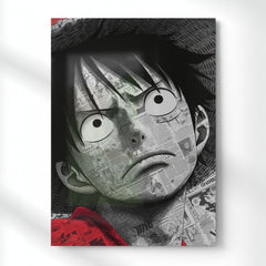 Luffy Ink and Willpower Metal Poster | Aesthetic Pop Art Wall Decor & Painting