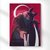 Masked Beast Swordsman Metal Poster | Aesthetic Pop Art Wall Decor & Painting