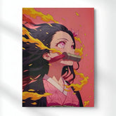 Nezuko’s Fire Within Metal Poster | Aesthetic Pop Art Wall Decor & Painting