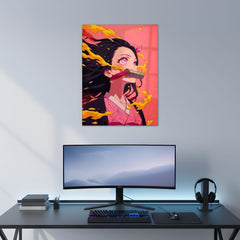 Nezuko’s Fire Within Metal Poster | Aesthetic Pop Art Wall Decor & Painting