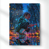 Tanjiro Fire and Water Metal Poster | Aesthetic Pop Art Wall Decor & Painting