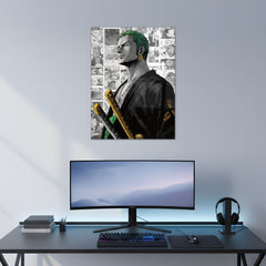 Zoro Manga Edition Metal Poster | Aesthetic Pop Art Wall Decor & Painting