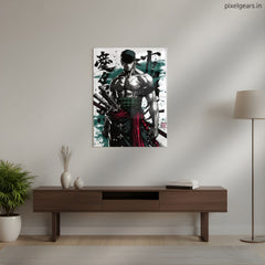Zoro The Scarred Swordsman Metal Poster | Aesthetic Pop Art Wall Decor & Painting