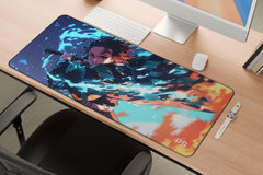 Tanjiro Kamado Red Blue Flame - XXL and XXXXL Mouse Pad - ToonStream