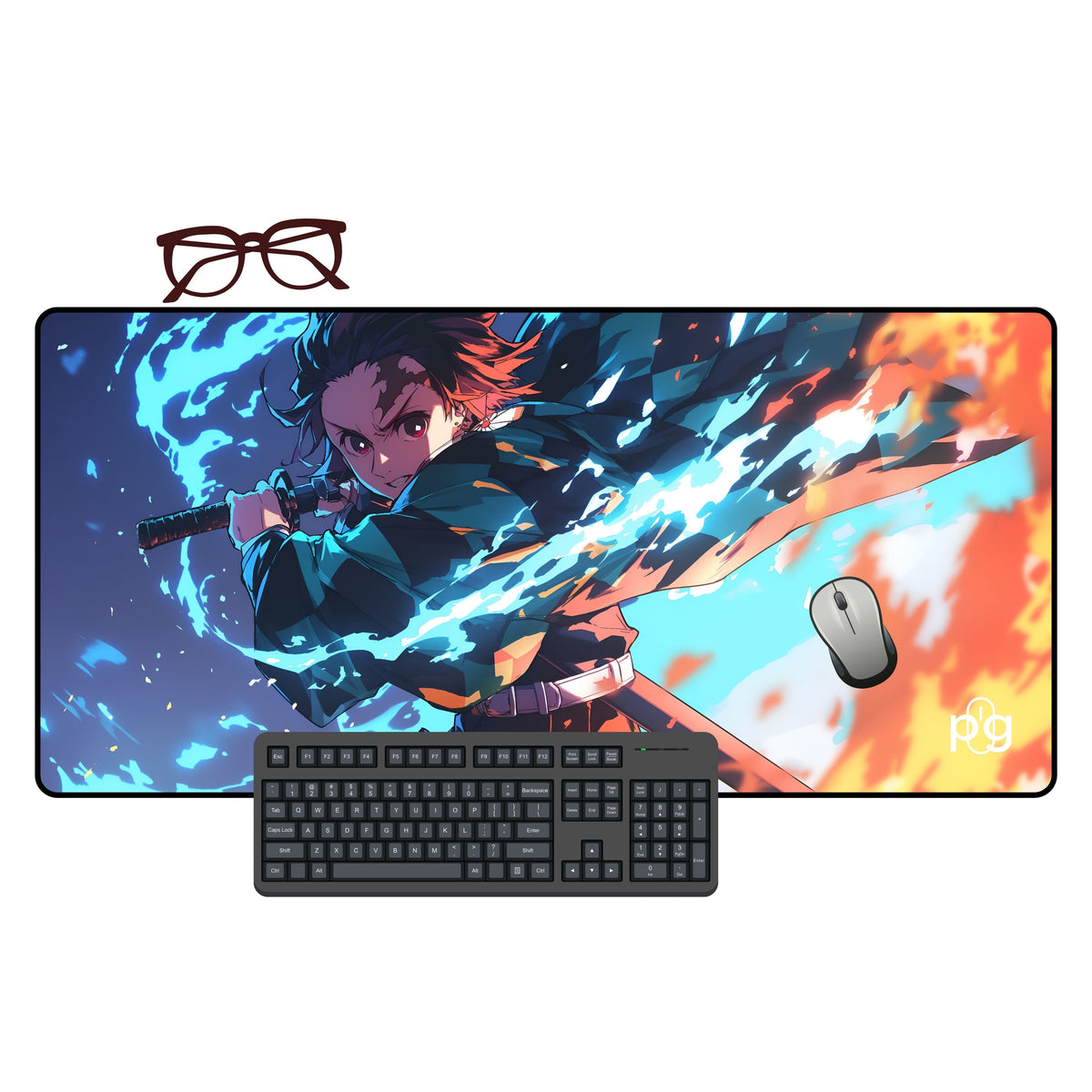 Tanjiro Kamado Red Blue Flame - XXL and XXXXL Mouse Pad - ToonStream