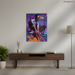 Chainsaw Man Neon Style Metal Poster | Aesthetic Pop Art Wall Decor & Painting