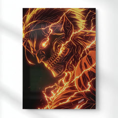 Eren Fire Titan Mode Metal Poster | Aesthetic Pop Art Wall Decor & Painting