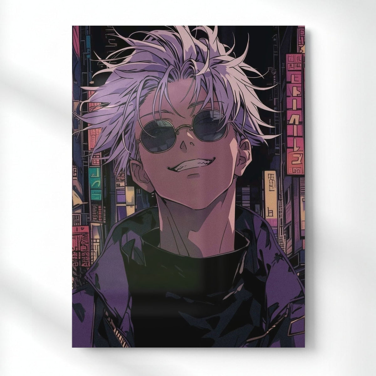 Gojo Smiling Look Metal Poster | Aesthetic Pop Art Wall Decor & Painting