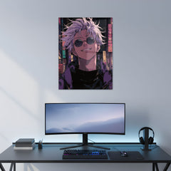 Gojo Smiling Look Metal Poster | Aesthetic Pop Art Wall Decor & Painting