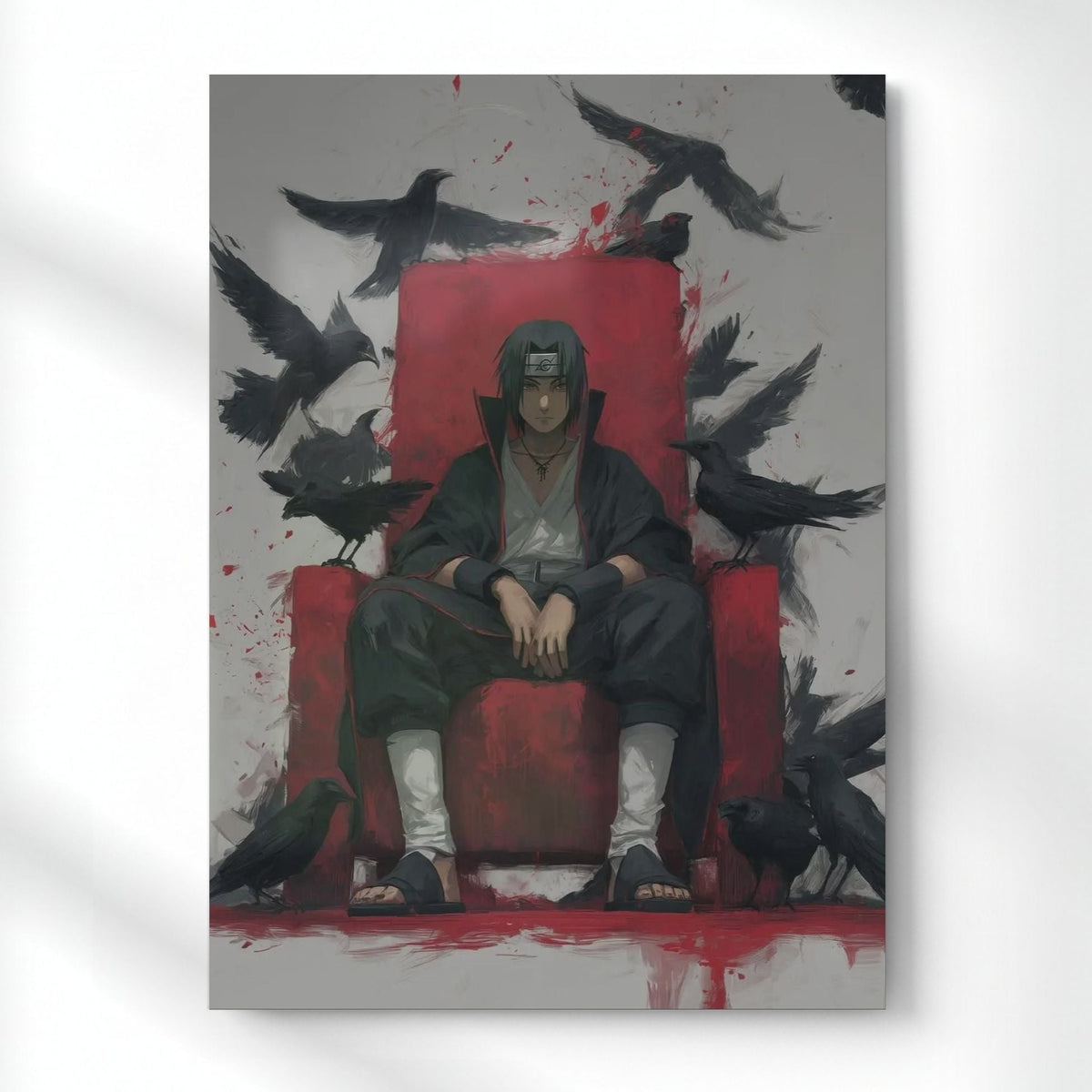 Itachi Crow Throne Metal Poster | Aesthetic Pop Art Wall Decor & Painting