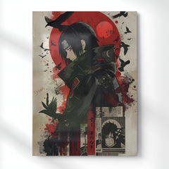 Itachi Red Moon Metal Poster | Aesthetic Pop Art Wall Decor & Painting