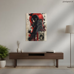 Itachi Red Moon Metal Poster | Aesthetic Pop Art Wall Decor & Painting