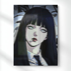 Lena Noir the Silent Gaze Metal Poster | Aesthetic Pop Art Wall Decor & Painting