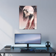 Moonlit Nezuko Kamado Warrior Metal Poster | Aesthetic Pop Art Wall Decor & Painting