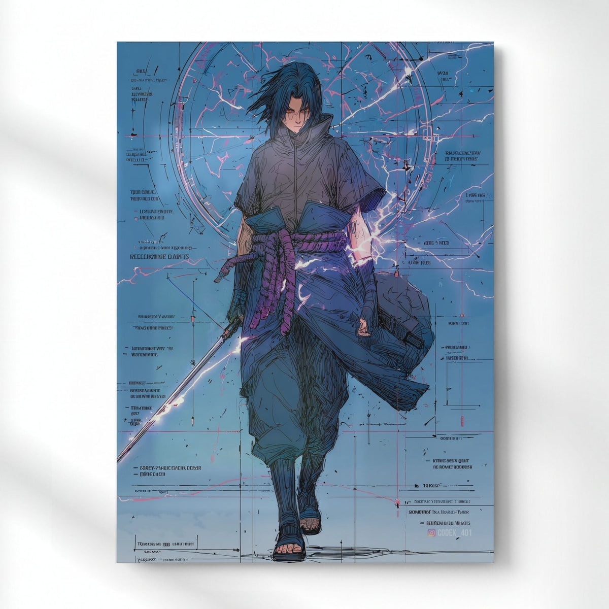 Sasuke: The Chidori Path Metal Poster | Aesthetic Pop Art Wall Decor & Painting