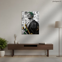 Zoro Manga Edition Metal Poster | Aesthetic Pop Art Wall Decor & Painting